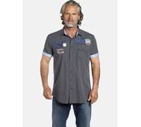 Jan Vanderstorm Kurzarmhemd Herren Comfort Fit Baumwolle blau, 6XL