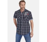 Karohemd JAN VANDERSTORM "Kurzarmhemd BERTY", Herren, Gr. 3XL, weit, blau (dunkelblau kariert), Obermaterial: 100% Baumwolle CO., Hemden Karohemd (32941151-XXXL) dunkelblau kariert