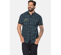 Karohemd JAN VANDERSTORM "Kurzarmhemd EMYLS", Herren, Gr. 3XL, weit, blau (petrol kariert), Obermaterial: 100% Baumwolle CO., Hemden Karohemd (69015448-XXXL) petrol kariert