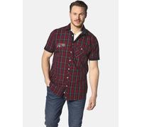 Karohemd JAN VANDERSTORM "Kurzarmhemd EMYLS", Herren, Gr. 5XL, weit, blau (dunkelrot kariert), Obermaterial: 100% Baumwolle CO., Hemden Karohemd (36333706-5XL) dunkelrot kariert