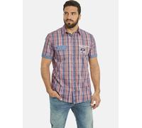 Karohemd JAN VANDERSTORM "Kurzarmhemd WIM", Herren, Gr. 4XL, weit, blau (orange kariert), Obermaterial: 100% Baumwolle CO., Hemden Karohemd (97430855-4XL) orange kariert