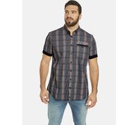 Karohemd JAN VANDERSTORM "Kurzarmhemd ZESAR", Herren, Gr. XL, weit, grau (dunkelgrau kariert), Obermaterial: 100% Baumwolle CO., Hemden Karohemd (83615424-XL) dunkelgrau kariert