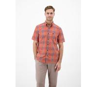 Karohemd LERROS "Herren 1/2 Hemd kariert in Strukturqualität", Herren, Gr. XXL, Normalgrößen, orange (vivid rot), 76% Baumwolle, 24% Polyester, Hemden Karohemd (42652965-XXL) vivid rot