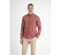Karohemd LERROS, Herren, Gr. XL, N-Gr, weiß (broken weiß), Web, Obermaterial: 100% Baumwolle, kariert, normal hüftbedeckend, Rundhals, 2-Knopf-Manschette, Hemden Karohemd, langarm, mit Button-Down-Kra