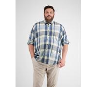 Karohemd LERROS "Kariertes Herrenhemd", Damen, Gr. 4XL, extraweit, blau (crispy blau), 100% Baumwolle, Hemden Karohemd (73939664-4XL)
