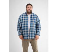 Karohemd LERROS "Karohemd mit Fischgratstruktur", Herren, Gr. 4XL, blau (vivid blau), 100% Baumwolle, sehr weit, Hemden Karohemd (44909914-4XL)