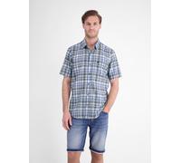 Karohemd LERROS "Kurzarmhemd in frischem Karo-Look aus luftigem Mischgewebe", Herren, Gr. XL, Normalgrößen, blau (classic navy), 60% Polyester, 40% Baumwolle, Hemden Karohemd (49800906-XL) classic nav