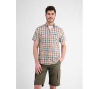 Karohemd LERROS "LERROS Kariertes Kurzarmhemd", Herren, Gr. S, Normalgrößen, weiß (broken weiß), 100% Baumwolle, Hemden Karohemd (84207619-S) broken weiß