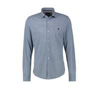 Karohemd LERROS "Übergrössen-Hemd mit Minimal-Karomuster", Herren, Gr. 5XL, extraweit, blau (storm blau), 100% Baumwolle, Hemden Karohemd (23406534-5XL) storm blau