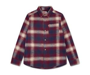 Karohemd LEVI'S KIDS "LVB SHADOW PLAID SHIRT", Jungen, Gr. 16 (176), N-Gr, rot (tawny port), Web, Obermaterial: 100% Baumwolle, kariert, regular fit normal, Hemden Karohemd, aus Baumwolle - for Boys (