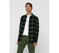 Karohemd ONLY & SONS "GUDMUND LS CHECKED SHIRT", Herren, Gr. XL (54/56), N-Gr, grün (grün, kariert), Web, Obermaterial: 100% Baumwolle, kariert, schmal, Hemden Karohemd (58052131-XL)