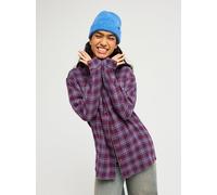 Karohemd ROXY "LET IT GO CHECK", Damen, Gr. XXL, N-Gr, schwarzberry wine lila plaid, Hemden Karohemd, mit sportlich-lässiger Optik, aus Baumwolle, entspannte Passform (37950757-XXL) schwarzberry wine