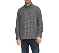 Karohemd S.OLIVER, Herren, Gr. S, N-Gr, schwarz-weiß (schwarz, weiß), Web, Obermaterial: 100% Baumwolle, kariert, regular fit Po-bedeckend, ohne Ausschnitt, Manschette, Hemden Karohemd, mit Karo Muste