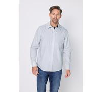Karohemd STREET ONE MEN, Herren, Gr. L (42), US-Größen, grau (hellweiß), Web, 100% Baumwolle, kariert, normal normal, V-Ausschnitt, Bündchen, Hemden Karohemd, aus reiner Baumwolle (47741702-L) hellwei