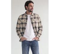 Karohemd STREET ONE MEN, Herren, Gr. M (40), US-Größen, beige (antique beige), Web, 100% Baumwolle, kariert, normal normal, V-Ausschnitt, Bündchen, Hemden Karohemd, mit Karomuster (35839326-M) antique