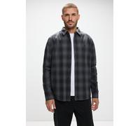 Karohemd STREET ONE MEN, Herren, Gr. M (40), US-Größen, grau (heavy grau), Web, 100% Baumwolle, kariert, normal normal, V-Ausschnitt, Bündchen, Hemden Karohemd, mit Knopfleiste (52990618-M) heavy grau