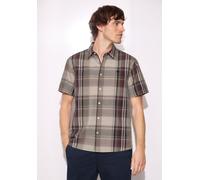 Karohemd STREET ONE MEN, Herren, Gr. XXL (46), US-Größen, braun (raw beige), Web, 100% Baumwolle, kariert, normal normal, V-Ausschnitt, abgesteppt, Hemden Karohemd, aus reiner Baumwolle (11746347-XXL)