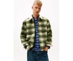 Karohemd TOMMY JEANS "CHECK TEDDY OVERSHIRT", Herren, Gr. 3XL, N-Gr, dunkelgrünery, check, Web, Obermaterial: 100% Polyester, regular fit normal, Rundhals, eingesetzt Manschette, Hemden Karohemd, Over