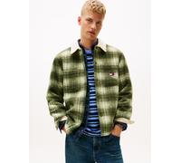 Karohemd TOMMY JEANS "CHECK TEDDY OVERSHIRT", Herren, Gr. L, N-Gr, dunkelgrünery, check, Web, Obermaterial: 100% Polyester, regular fit normal, Rundhals, eingesetzt Manschette, Hemden Karohemd (488452