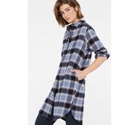 Karokleid SENSES.THE LABEL, Damen, Gr. 3XL, US-Größen, blau, Material: 100% Baumwolle, kariert, lässig geschnitten Midi, hoch geschlossener Ausschnitt, Ärmel mit Ärmelschlitz 1-Knopf-Manschette, Kleid