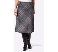 Karorock CASUAL LOOKS, Damen, Gr. 42, grau (lila, schwarz, kariert), 93% Polyester, 7% Viskose, gemustert, kariert, mehrfarbig, wadenlang, Röcke (27768355-42) lila, schwarz, kariert