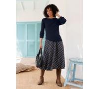 Karorock HEINE, Damen, Gr. 40, blau (marine), 80% Polyester, 20% Wolle, gemustert, kariert, wadenlang, Röcke (24115536-40) marine