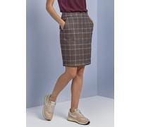 Karorock STREET ONE, Damen, Gr. 44, silk braun, Web, Obermaterial: 90% Polyester, 10% Elasthan, kariert, körpernah kniefrei, Röcke, Sommerrock mit Karomuster / Elastsicher Bund (45936046-44) silk brau