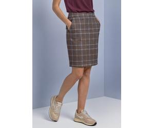 Karorock STREET ONE, Damen, Gr. 44, silk braun, Web, Obermaterial: 90% Polyester, 10% Elasthan, kariert, körpernah kniefrei, Röcke, Sommerrock mit Karomuster / Elastsicher Bund (45936046-44) silk brau