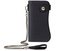 Karoukee Anti-Diebstahl Echtem Leder Bifold Kette Geldbörse für Herren, Vintage Lange Herren Brieftasche RFID-blockierendes Kreditkartenetui mit 14 Kartenfächern und Münzfach mit Reißverschluss