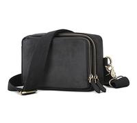 Karoukee Crazy Horse Leder Umhängetasche für Herren, Klassische Kleine Rechteckige Herrentasche, Vintage Look Schultertaschen, Einfache Handtasche Messenger Tasche