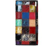 Karoukee Damen Fancy Echtleder Bifold Lange Brieftasche Einzigartig Patchwork Bunte Handy Clutch Geldbörse mit großem Fassungsvermögen Kreditkarten Halter Geldbörse Kiss Lock Münzbeutel Portemonnaie