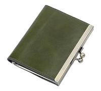 Karoukee Echtes Leder RFID-blockierende Kreditkartenhalter für Damen, Schlanke Geldbörse mit Kiss-Lock-Verschluss, Kartenetui mit 9 Fächern für Karten & Bargeld(Dunkelgrün)