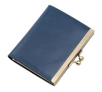 Karoukee Echtes Leder RFID-blockierende Kreditkartenhalter für Damen, Schlanke Geldbörse mit Kiss-Lock-Verschluss, Kartenetui mit 9 Fächern für Karten & Bargeld(Blau)