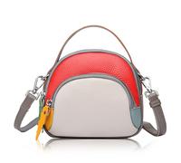 Karoukee Echtes Leder Umhängetasche für Frauen, Niedliche Farbe-Block Schultertasche, Designer Damen Handy Geldbeutel, Bunte Kleine Handtasche mit Verstellbarem Schulterriemen