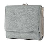 Karoukee Echtleder Mini Geldbörse für Damen | Dreifach faltbar | RFID-Schutz | 8 Kartenfächer & Münzfach mit Druckknopf | Kompakte Portemonnaie für Frauen - Blassblau