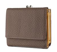 Karoukee Echtleder Mini Geldbörse für Damen | Dreifach faltbar | RFID-Schutz | 8 Kartenfächer & Münzfach mit Druckknopf | Kompakte Portemonnaie für Frauen - Kaffee