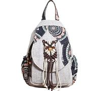Karoukee Einzigartiger Handgefertigter Damen Mode Rucksack, Eleganter Leichter Damen Reiserucksack aus Baumwolle und Leinen, Wandelbare Mehrzweck Freizeit Sling Rucksäcke mit Großem Fassungsvermögen
