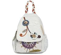 Karoukee Einzigartiger Handgefertigter Damen Mode Rucksack, Eleganter Leichter Damen Reiserucksack aus Baumwolle und Leinen, Wandelbare Mehrzweck Freizeit Sling Rucksäcke mit Großem Fassungsvermögen