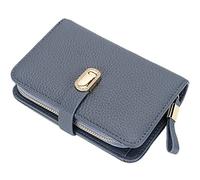 Karoukee Elegante Genarbtem Echtleder kleine Bifold Geldbörse für Frauen, Minimalistisch Klassisch RFID-Blockierung Damen Kreditkarten Brieftasche mit Reißverschluss Münzfach & 2 Ausweisfenster