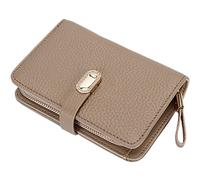 Karoukee Elegante Genarbtem Echtleder kleine Bifold Geldbörse für Frauen, Minimalistisch Klassisch RFID-Blockierung Damen Kreditkarten Brieftasche mit Reißverschluss Münzfach & 2 Ausweisfenster