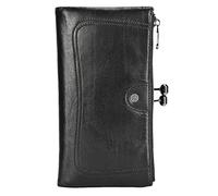 Karoukee Große Bifold Brieftasche für Frauen, Rindsleder Handy Geldbörse für Damen, Modische Portemonnaie mit Kiss-Lock Tasche, Moderne RFID-Blockierung Kartenetui