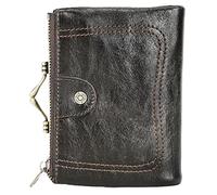 Karoukee Kleine Bifold Brieftasche für Damen, Echtleder Geldbörse Portemonnaie für Frauen, RFID-Blockierung Kreditkartenetui, Modische Münzbörse mit Kiss-Lock Tasche