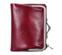 Karoukee Kleine Bifold Brieftasche für Damen, Echtleder Geldbörse Portemonnaie für Frauen, RFID-Blockierung Kreditkartenetui, Modische Münzbörse mit Kiss-Lock Tasche