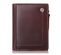 Karoukee Kleine Bifold Geldbörse aus Echtem Leder für Herren, Moderne RFID-Blockierung Kreditkartenetui, Modische Brieftasche mit Ausweisfenster und Münzfach