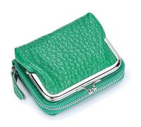 Karoukee Kleine Echtleder-Geldbörse für Frauen, Abtrennbare Kiss-Lock Münzbörse, Zip-Around RFID-Blockierung Kreditkarteninhaber, Elegantes Portemonnaie für Damen