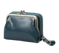 Karoukee Kleine Echtleder-Geldbörse für Frauen, Abtrennbare Kiss-Lock Münzbörse, Zip-Around RFID-Blockierung Kreditkarteninhaber, Elegantes Portemonnaie für Damen