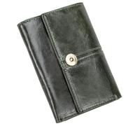 Karoukee Stilvolle Echtleder Portemonnaie für Frauen, Kleine Trifold Geldbörse mit 10 Kartenfächern & Münzfach, Luxuriöse RFID-Blockierung Damen Kartenhalter(Dunkelgrün)