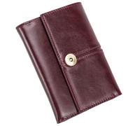 Karoukee Stilvolle Echtleder Portemonnaie für Frauen, Kleine Trifold Geldbörse mit 10 Kartenfächern & Münzfach, Luxuriöse RFID-Blockierung Damen Kartenhalter(Rotwein)