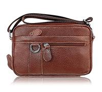 Karoukee Vintage Echtleder Mode Umhängetasche für Herren, Lässige kleine Handy Schultertasche, Business Messenger Bag mit Mehreren Fächern, Verstellbarem Riemen, Geeignet für Arbeit, Reisen, Freizeit