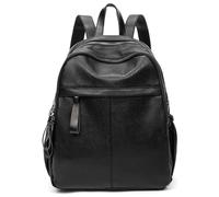 Karoukee Weicher Leder-Rucksack für Damen, leicht, mehrere Taschen, modischer Rucksack, Geldbörse, schlichtes Design, Größe M, Schwarz
